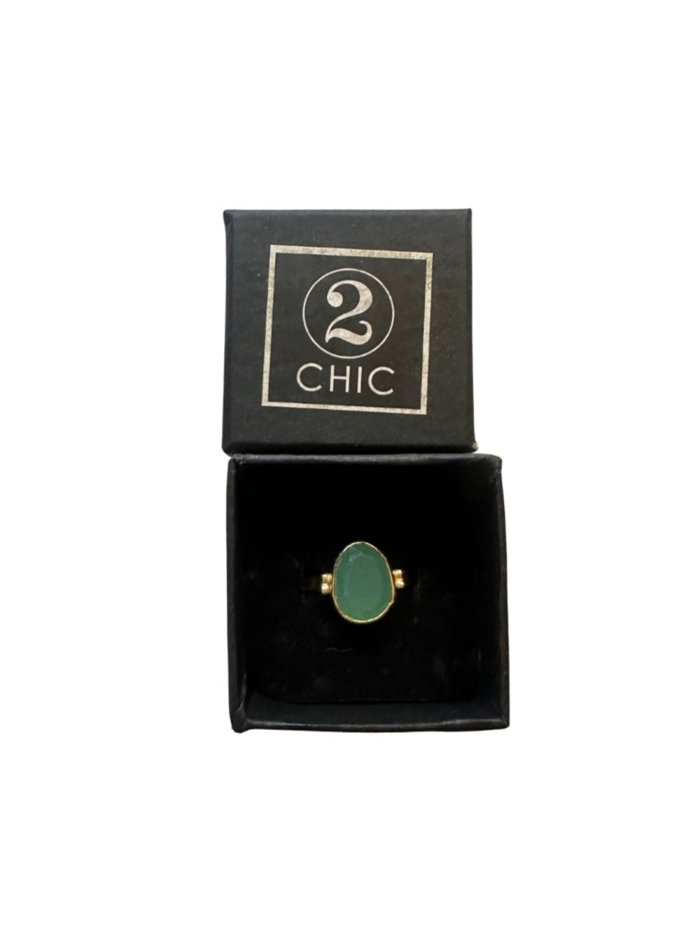 NEW 2Chic Two's Company Green Oval Gemstone Ring - Women's 8